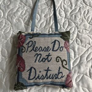 Decorative 'Do Not Disturb' hanging Needle Point Pillow